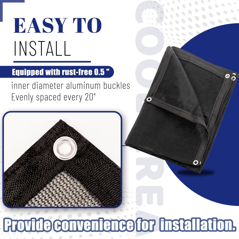 Cool Area 60-70% Shade Cloth 8x10FT Heavy Duty Knitted Mesh Tarp with Grommets Mesh Screen for Patio Canopy Garden Porch Greenhouse Pools Dog Kennel Black - Image 5